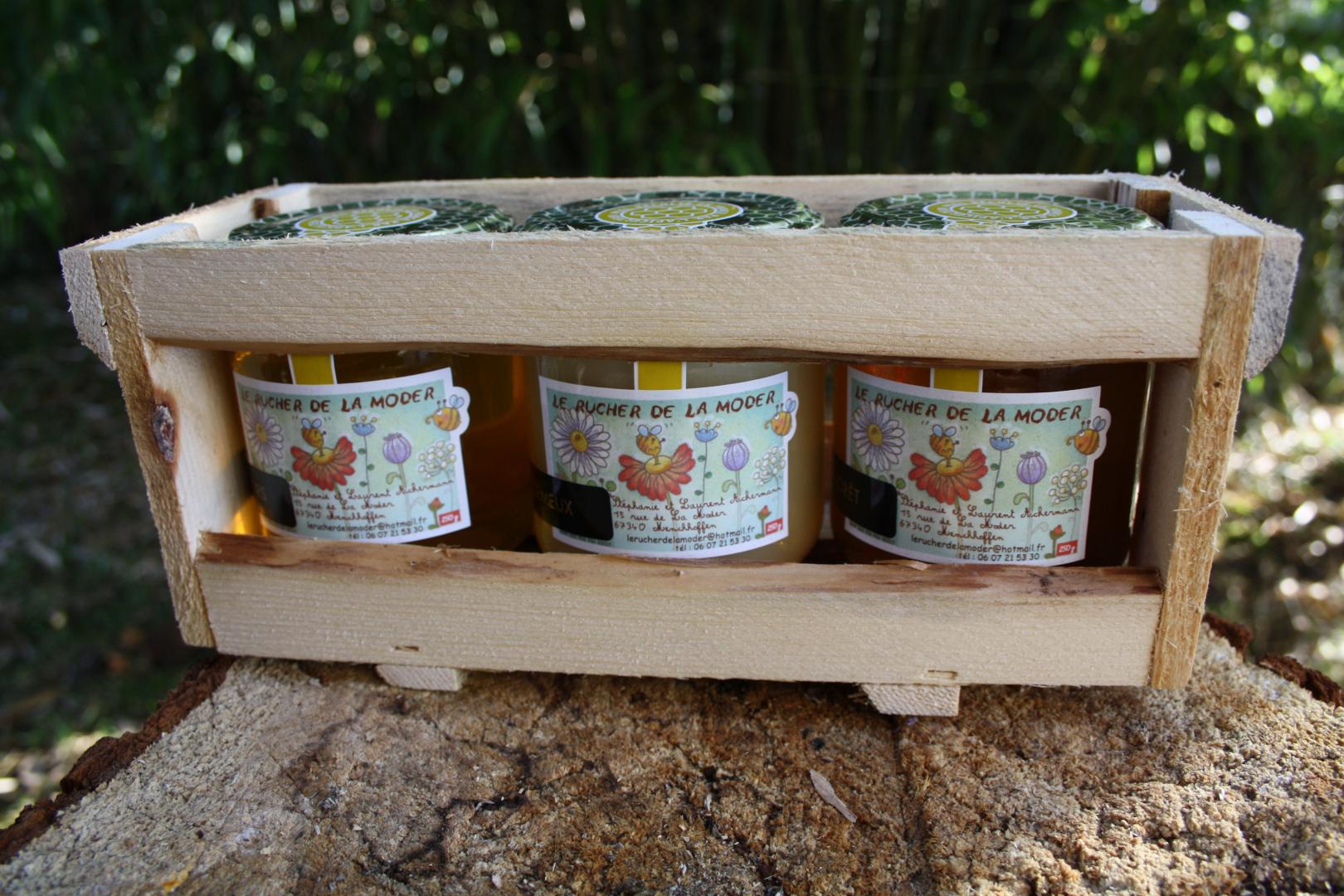 Cagettes 3 pots 250grs - Fleurs-Forêt-Crémeux